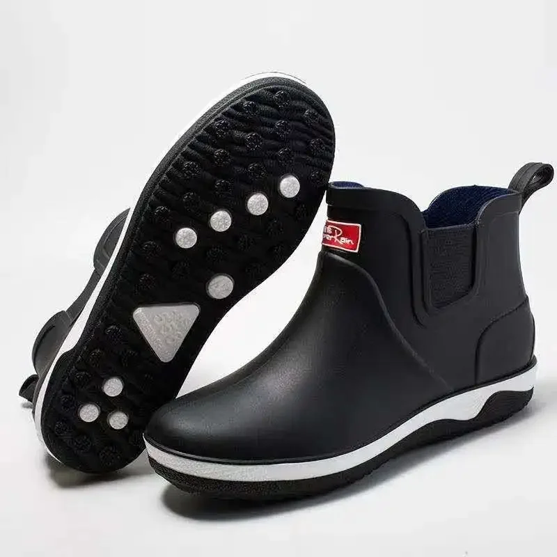 

Мужские непромокаемые ботинки, Нескользящие резиновые ботинки, съемные бархатные ботинки, всесезонные Рабочие резиновые ботинки, 2024