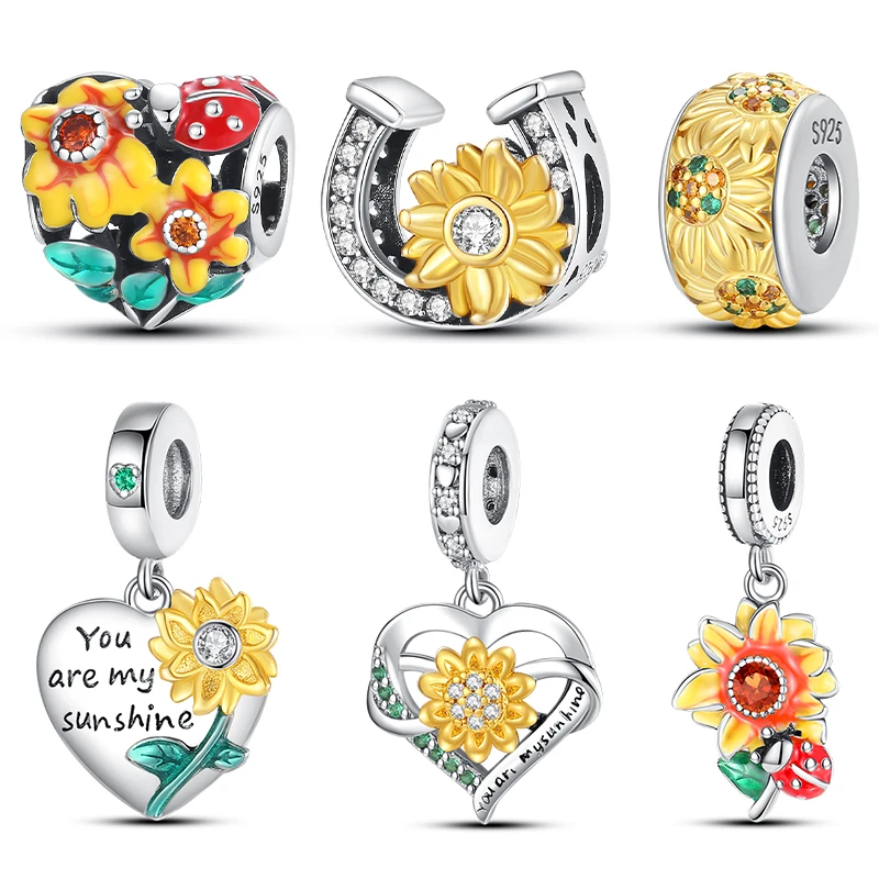 Real 925 Sterling Silver Ladybird Heart Shaped Sunflower Charms Beads Fit Pandora 925 Original Bracelet DIY Fine Jewelry Gifts
Real 925 Sterling Silver Ladybird Heart Shaped Sunflower Charms Beads Fit Pandora 925 Original Bracelet DIY Fine Jewelry Gifts
