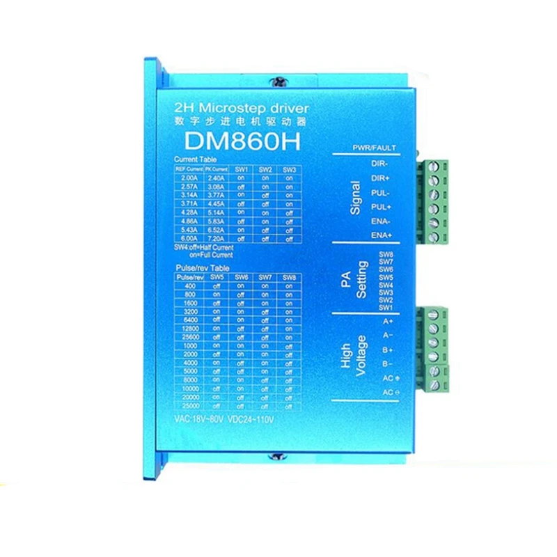 

DM860H DSP Digital 57 / 86 Stepper Motor Driver With Fan 2-Phase Nema23,34 DMA860H 7.2A, 18-80VAC For Printing CNC Drive Promoti