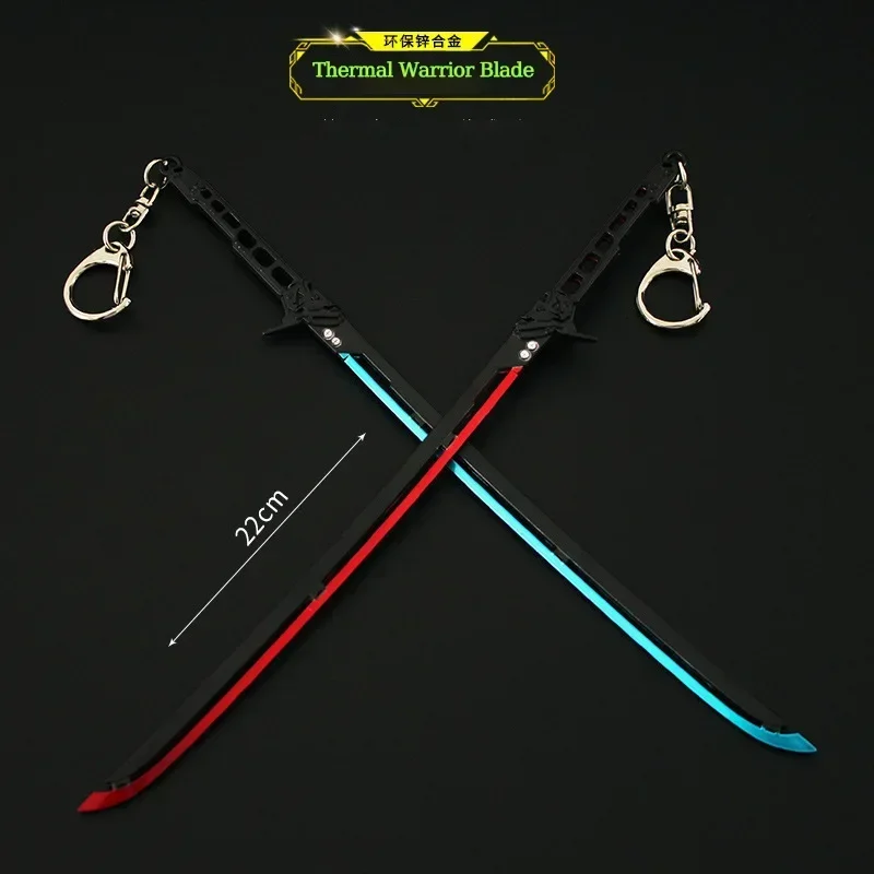 

22cm Cyber punk Peripheral Mini Thermal Samurai Knife Alloy Weapon Model Toy Keychain Pendant Cosplay Peripheral Boy Gifts Toys