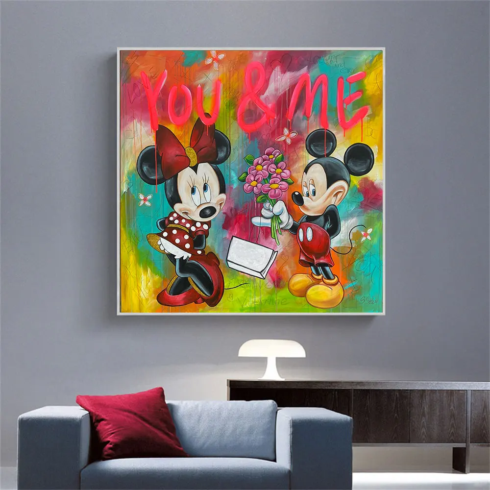 

Disney Mickey And Minnie Lover Canvas Painting Classic Street Graffiti Pop Art Poster Print Wall Art Picture For Room Decor