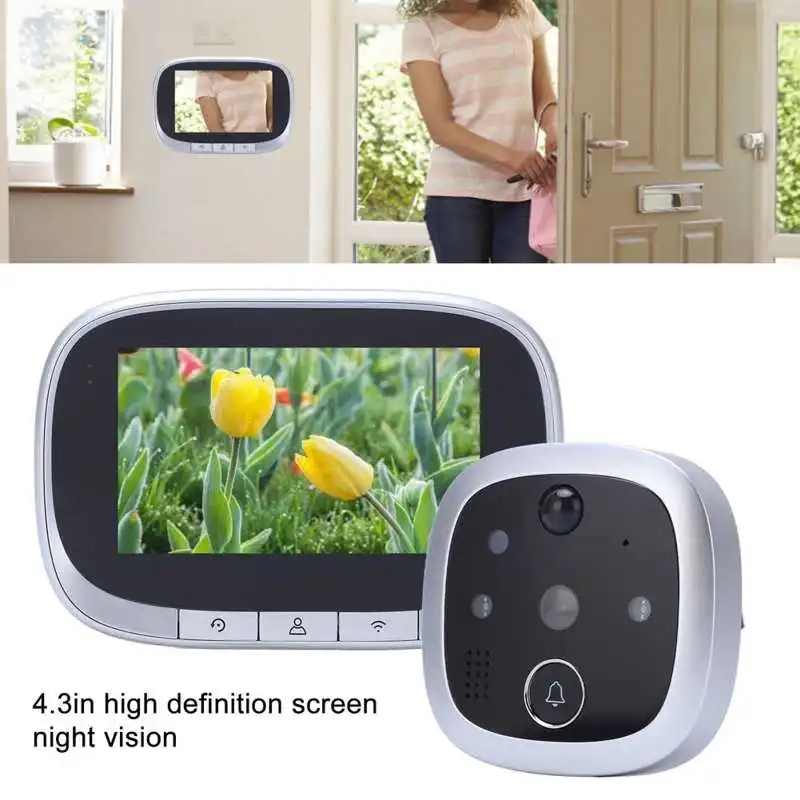4 3in Peephole Camera WiFi Smart Video Door Viewer Motion Detection
