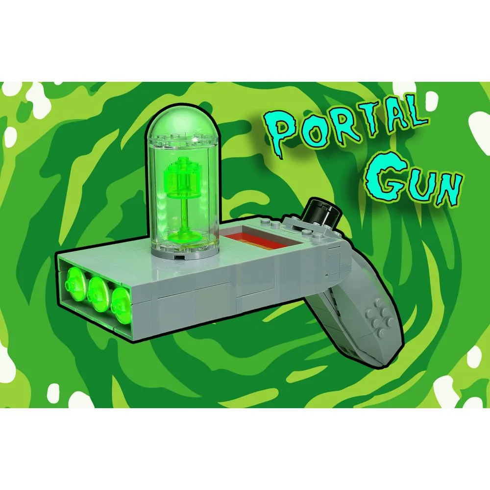 

Moc Technical Gun Blocks Cartoon Movie Rick Creative Morty Portal Gun Model Building Blocks DIY Idea Education Toys For Kid Gift