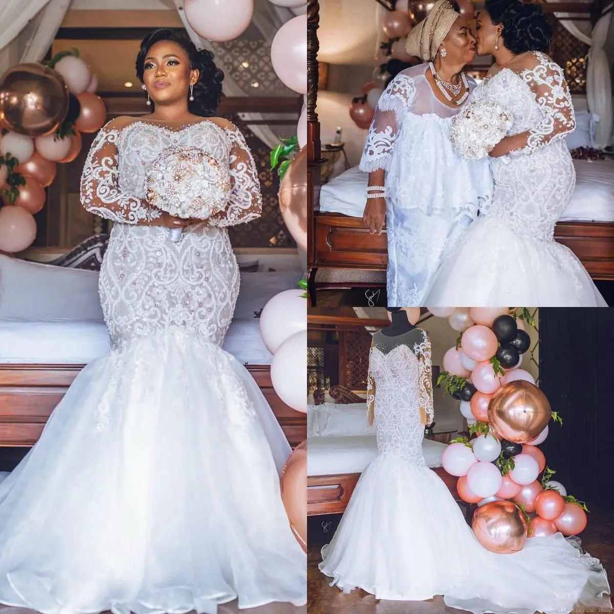 Mermaid Wedding Dresses Long Sleeves Illusion Lace Applique Sequins High Neck Custom Made Plus Size Gown Vestidos
Mermaid Wedding Dresses Long Sleeves Illusion Lace Applique Sequins High Neck Custom Made Plus Size Gown Vestidos