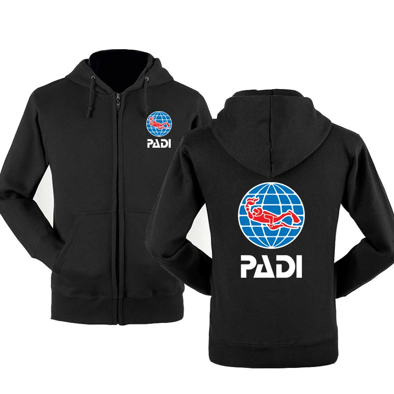 

Spring Autumn Sweatshirt Scuba Driver Padi Print Hoodies Men Streetwear Fleece Zipper Hooded Jacket Hip Hop Harajuku Tracksuit