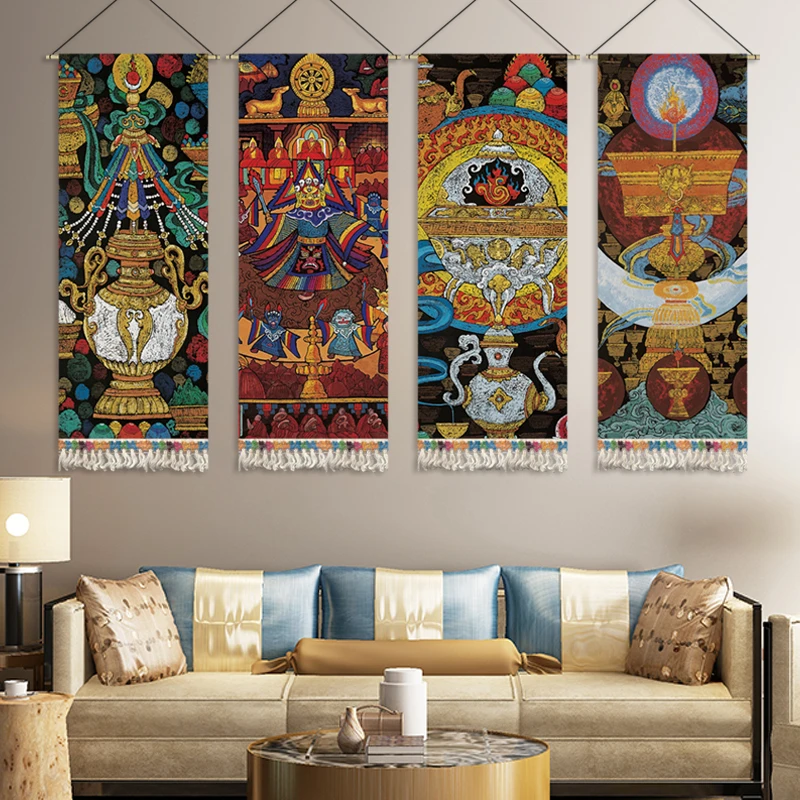 Tibetan Homestay Decoration Hanging Cloth Canvas Art Living Room Background Wall Cloth Painting Tapestry Room Decor Aesthetic 
Tibetan Homestay Decoration Hanging Cloth Canvas Art Living Room Background Wall Cloth Painting Tapestry Room Decor Aesthetic