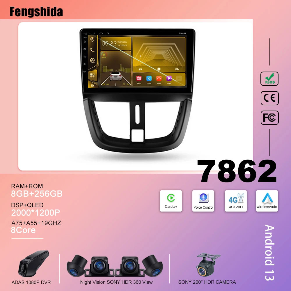 

Android радио для Peugeot 207 2006 - 2015 GPS Навигация стерео головное устройство видеорегистратор зеркальная связь Bluetooth Carplay DSP RDS Wifi