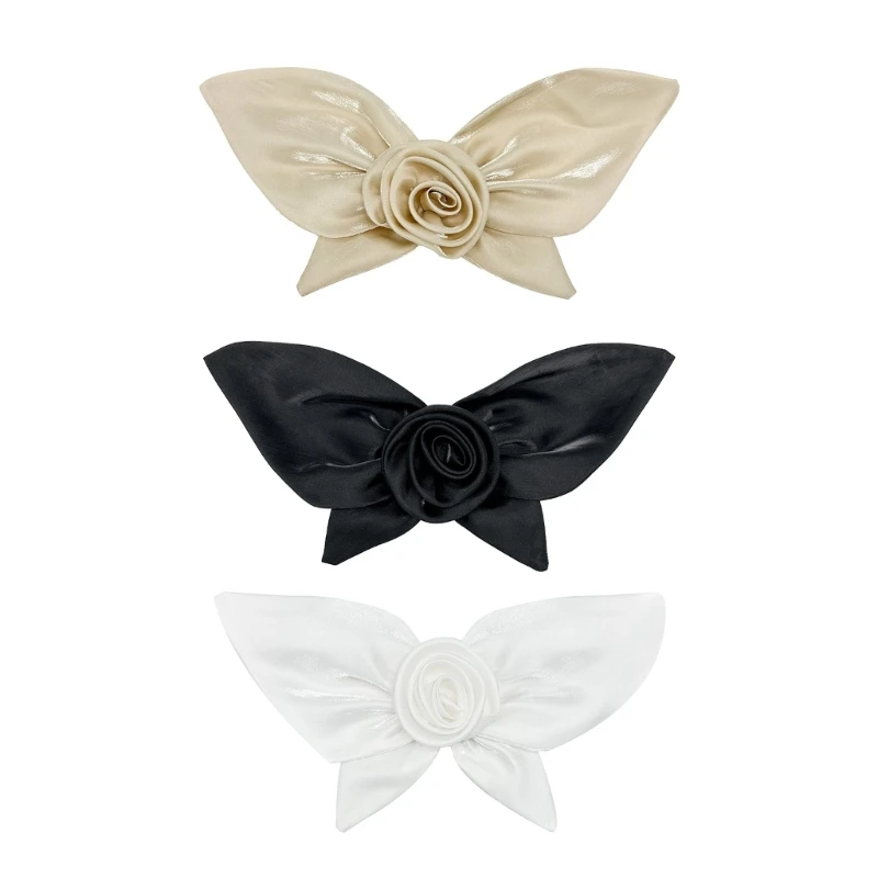

3D Flower Bowknot Brooch Pre-Tied Collar Neck Clips Wedding Party Bowtie Corsage
