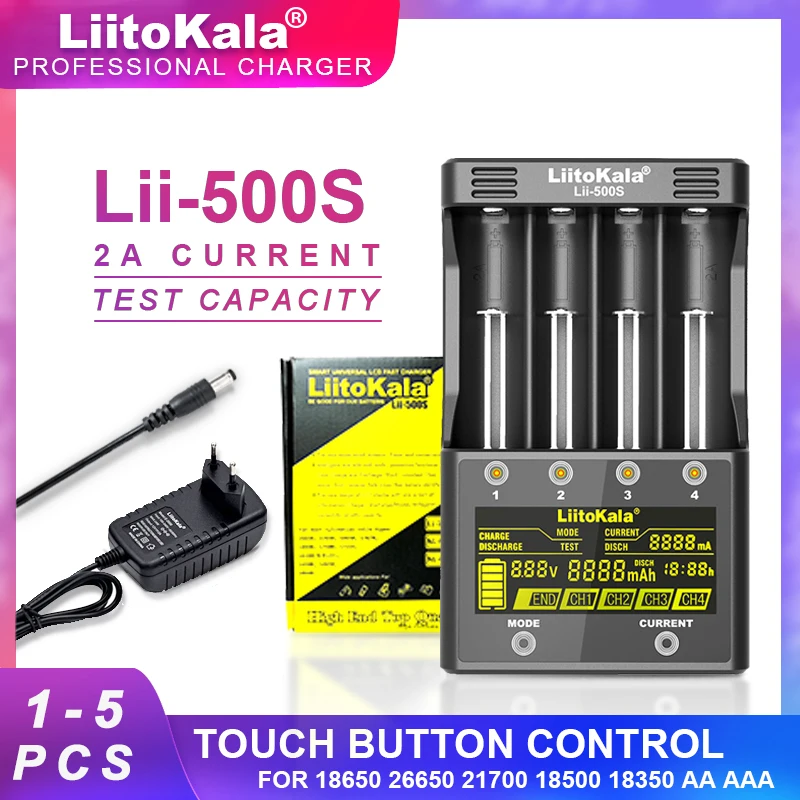 

1-5PCS Liitokala Lii-500S LCD 3.7V 18650 18350 18500 21700 20700B 20700 14500 26650 1.2V AA AAA NiMH Lithium-Battery Charger