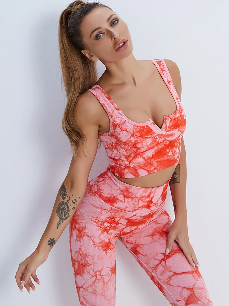 Seamless Yoga Suit Set Women's Tie Dye Sports Fitness Suit Yoga Tank Top Gradient Tight High Waist Yoga Pants Leggings
Seamless Yoga Suit Set Women's Tie Dye Sports Fitness Suit Yoga Tank Top Gradient Tight High Waist Yoga Pants Leggings