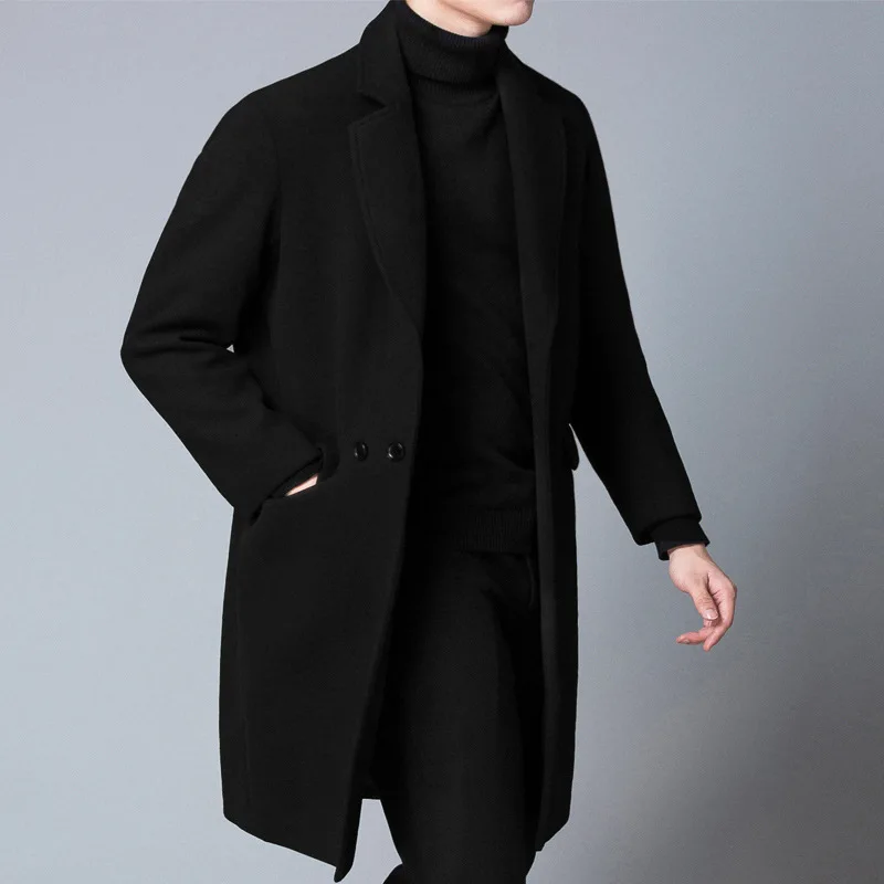 

MRMT 2024 Brand New Korean Version Handsome Wool Tweed Coat Men's Casual Mid-length Trench Coat Slim Fit Men's Trend