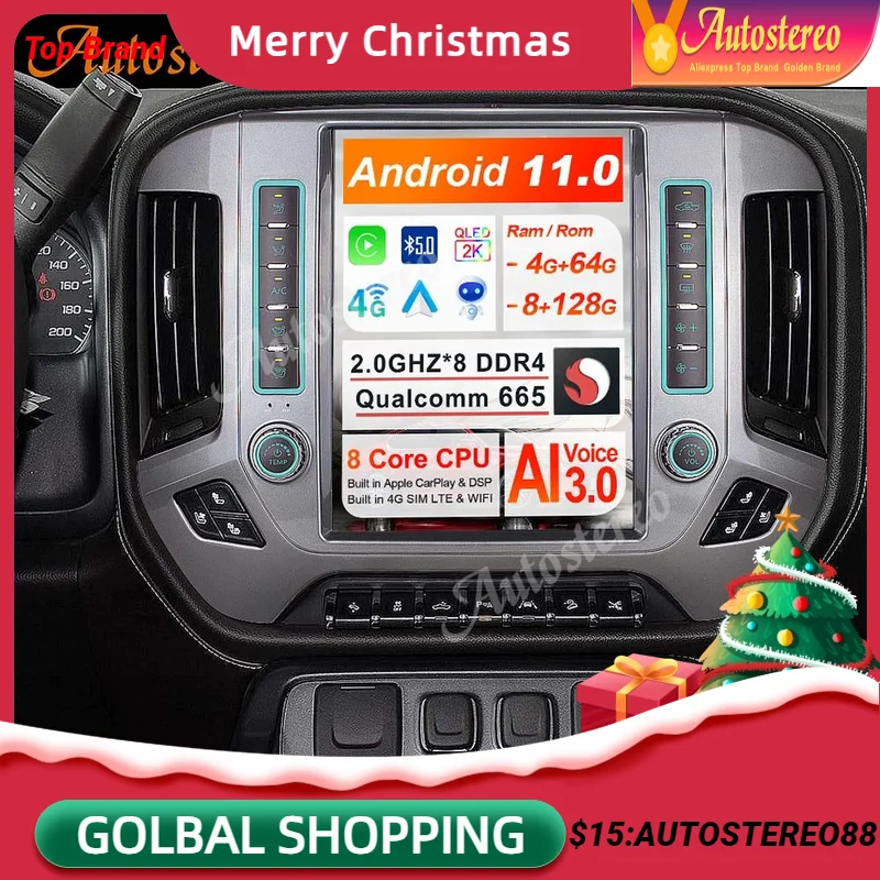 Qualcomm Android 11 8+128GB Car GPS Navigation For Chevrolet CHEYENNE Silverado Sierra 2015-2019 Headunit Multimedia Tesla Radio
Qualcomm Android 11 8+128GB Car GPS Navigation For Chevrolet CHEYENNE Silverado Sierra 2015-2019 Headunit Multimedia Tesla Radio