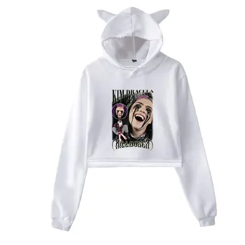 김 드라큘라 머치 음악 팬 세트, 여성 프린트 토끼 귀, 캐주얼 새 앨범 후드, 반팔, 유니섹스 스웻셔츠 상품 이미지
