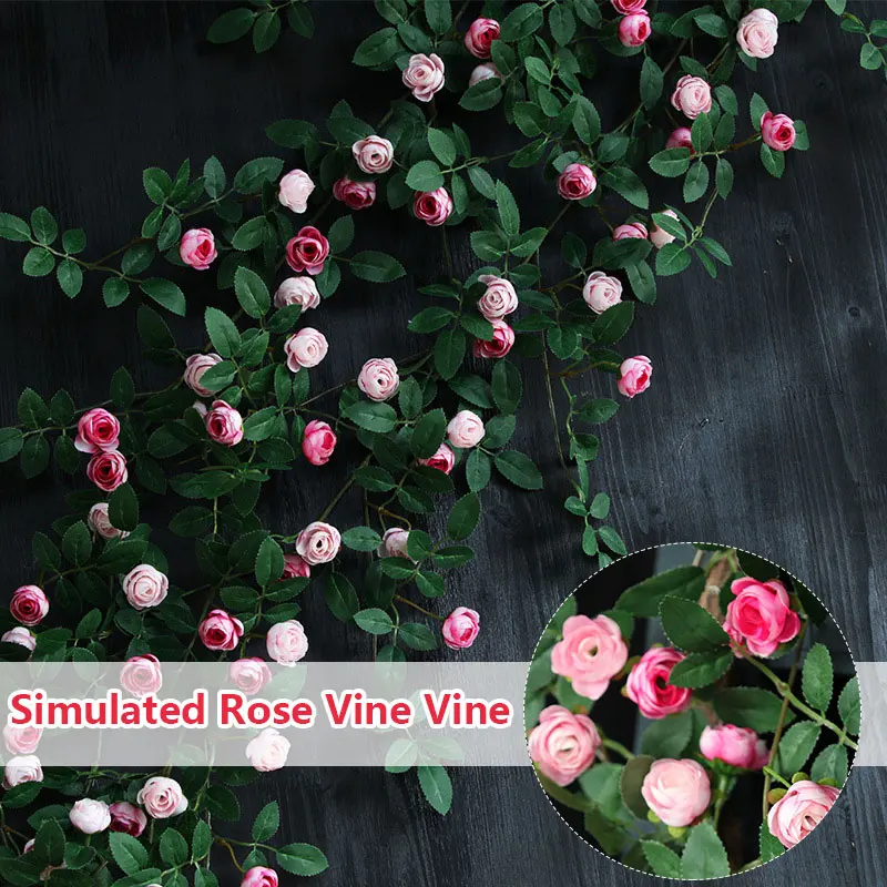 

Artificial Rose Flower Rattan for Wedding Garden Arch Decor Diy Fake Flower Vine Wall Hanging Air Conditioning Vine Wrapped