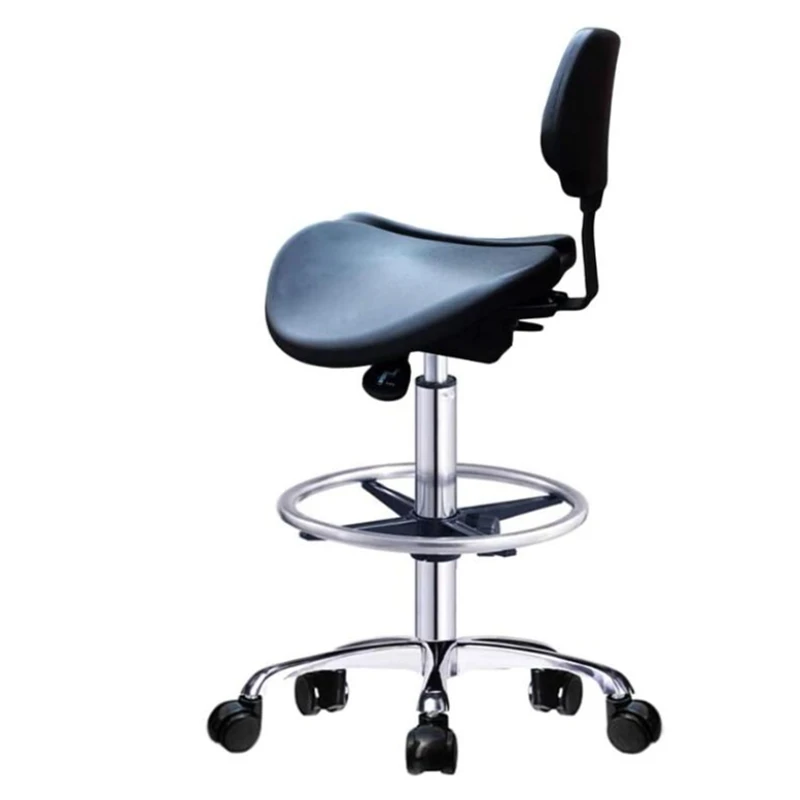 

Hydraulic Saddle Stool Office Chair with Backrest Rolling Adjustable Height for Clinic Dentist Spa Massage Medical Salons Studio