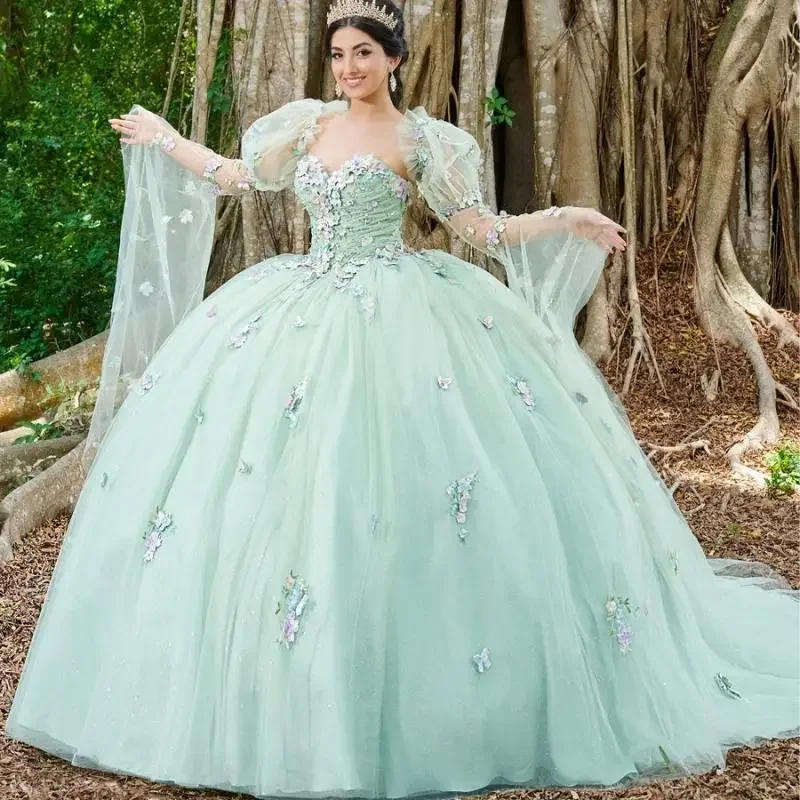 ANGELSBRIDEP 3D Flowers Mint Green Quinceanera Dresses With Cape Ball Gown Corset Princess Dress Vestidos De Quinceañera Custom
ANGELSBRIDEP 3D Flowers Mint Green Quinceanera Dresses With Cape Ball Gown Corset Princess Dress Vestidos De Quinceañera Custom