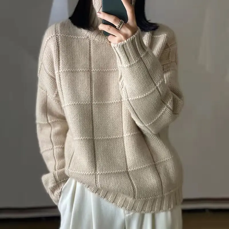 2024 New Hong Kong Style Knitwear Women's Turtleneck Thick Sweater Soft Glutinous Loose Underwear Knitted Top Slimming
2024 New Hong Kong Style Knitwear Women's Turtleneck Thick Sweater Soft Glutinous Loose Underwear Knitted Top Slimming