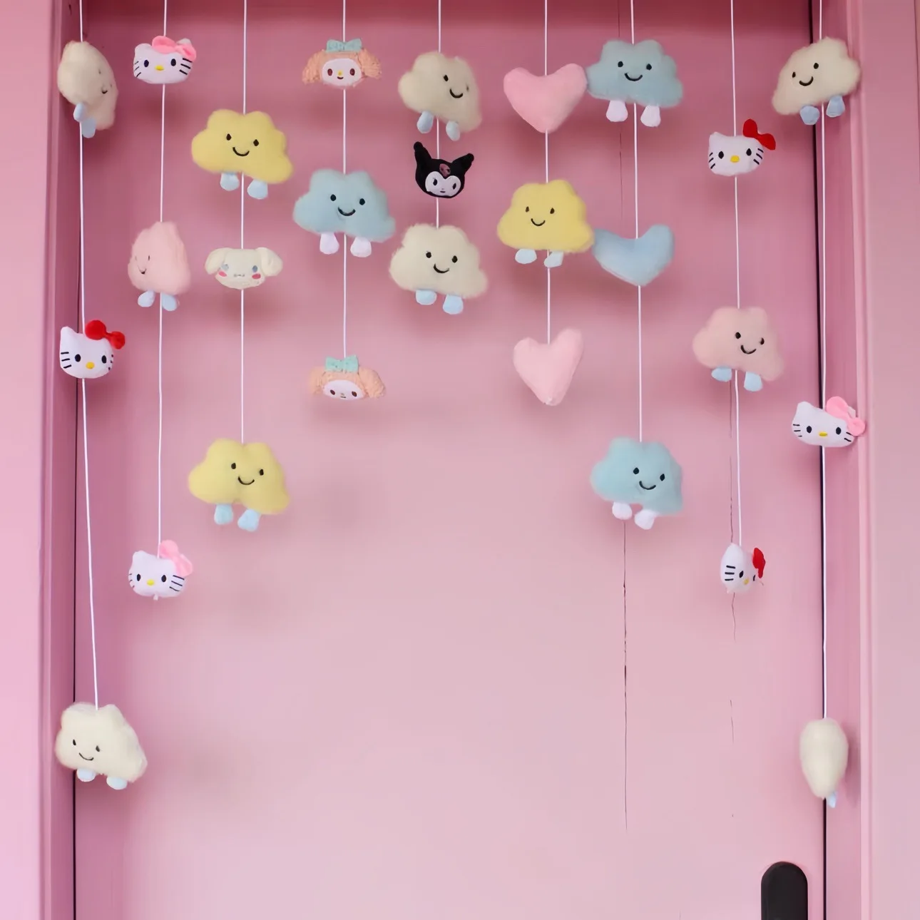 

Kawaii Sanrio Hello Kitty Door Curtain Pendant Cinnamoroll Melody Kuromi Plush Toy Doll Velcro Bedroom Living Room Pendant Decor