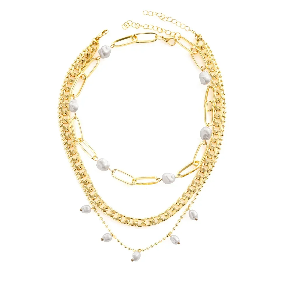 

Многослойное ожерелье с имитацией жемчуга и пряжкой CHN4, женская свадебная цепочка с бусинами в готическом стиле, аксессуары Y2K, украшения для шеи