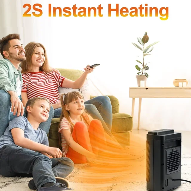 1500W Household Electric Heater, Efficient Instant Heating, Noiseless Mini PTC Warm Air Heater for Home Us 6