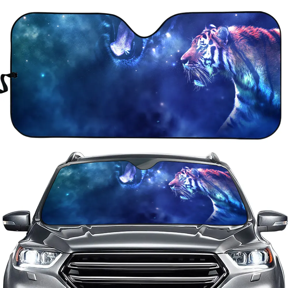 

Dust Protection Cover for Car Front Window Animal Tiger Printed Cars Windscreen/Windshield Sunshade Case Foldable Auto Sun Visor