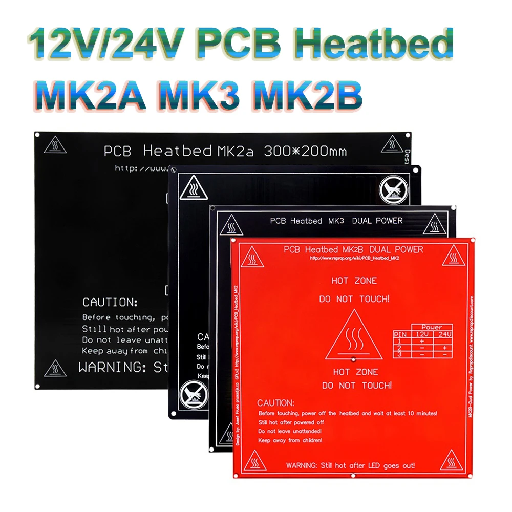 

Подогреваемая платформа MK2A MK3 MK2B PCB 12 в 24 В алюминиевая подогревательная платформа для 3D-принтера 300x200 214x214x мм