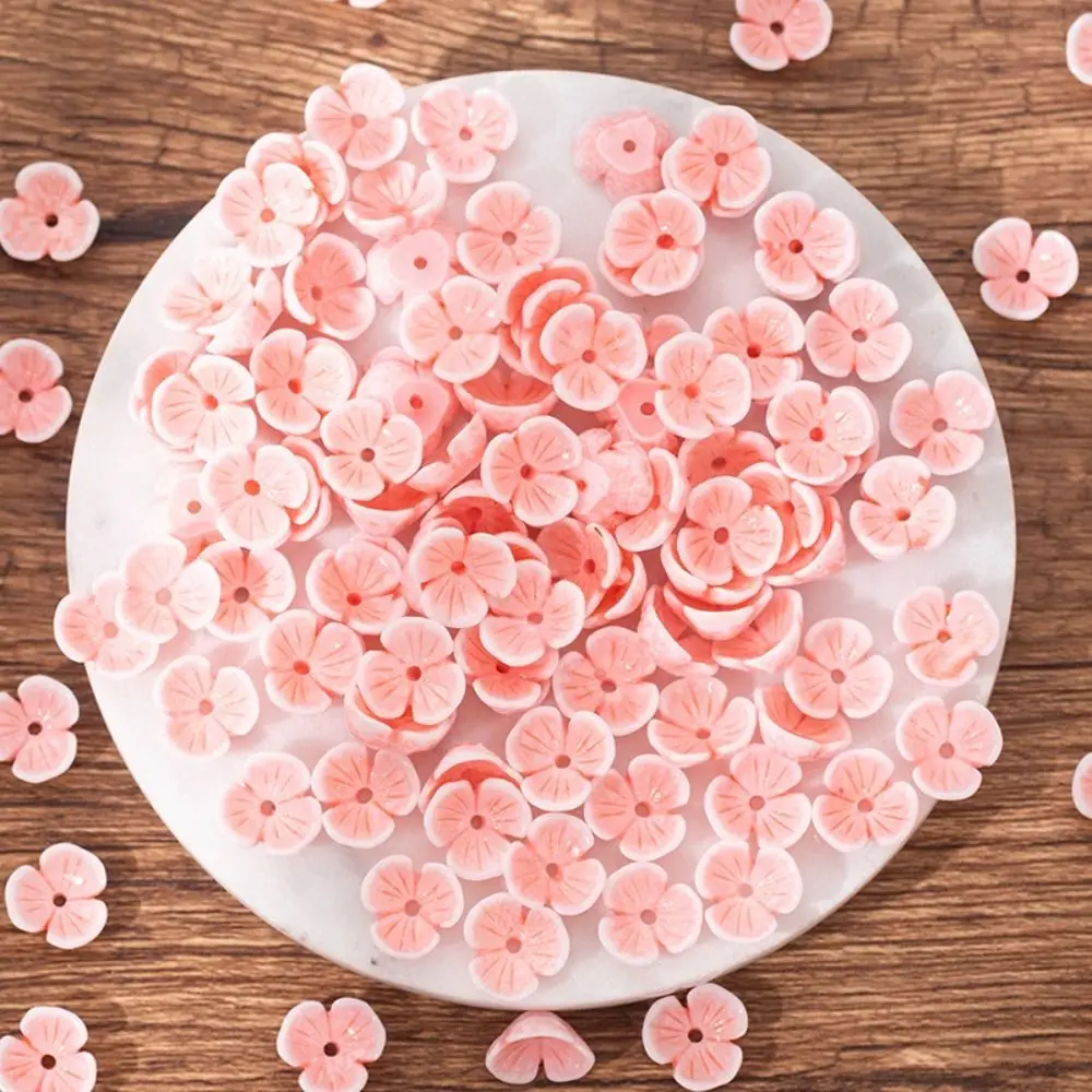 

10PCS DIY Making Pink Flower Resin Beads Torus 11mm 14mm Bracelets Spacer Beads Charms Resin Flower Beads Connectors Hair Clip