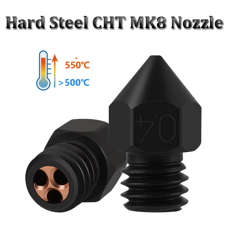 2pcs MK8 Hardened Steel CHT Nozzle M6 Thread High Flow Clone CHT MK8 Nozzles 3D Printer Parts For Ender 3 CR10 KP3S PRO
2pcs MK8 Hardened Steel CHT Nozzle M6 Thread High Flow Clone CHT MK8 Nozzles 3D Printer Parts For Ender 3 CR10 KP3S PRO