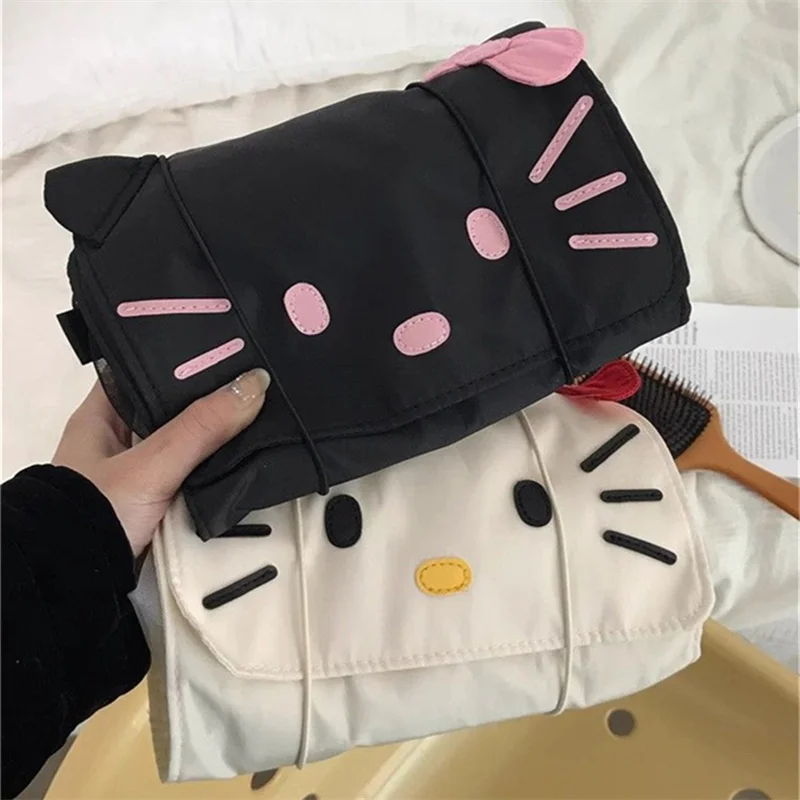 

Косметичка Hello Kitty Sanrio, портативная Съемная вместительная сумочка для хранения косметики, дорожные наборы туалетных принадлежностей с кошкой, подарочная сумочка для умывания