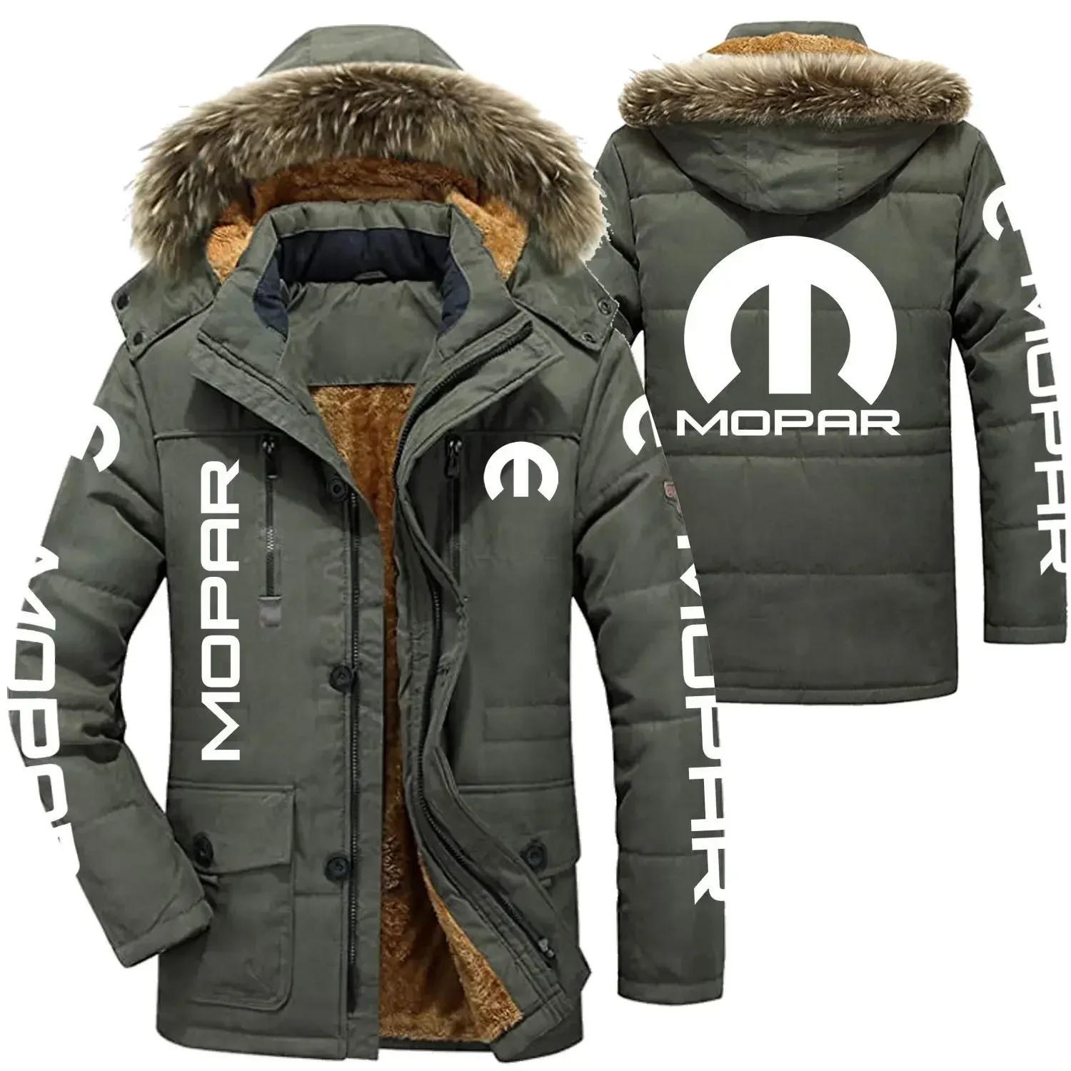 

Mopor Logo Men's Winter Cotton Jackets Hooded Parkas Lamb Fur Lining Plush Men Cold Thickening Fashion Motorcycle Jacket