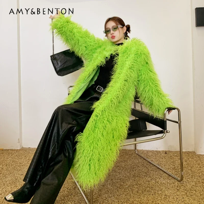 2023 Autumn And Winter New Unique Fruit Green Faux Fur Color Coats Imitated Sheep Furry Woolen Overknee Long Warm Jacket Women
2023 Autumn And Winter New Unique Fruit Green Faux Fur Color Coats Imitated Sheep Furry Woolen Overknee Long Warm Jacket Women