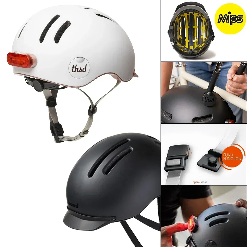 

Thousand Chapter MIPS Adult Bike Helmet - LED Tail Light Bicycle Safety Certified Lightweight & Low Profile Lockable PopLock