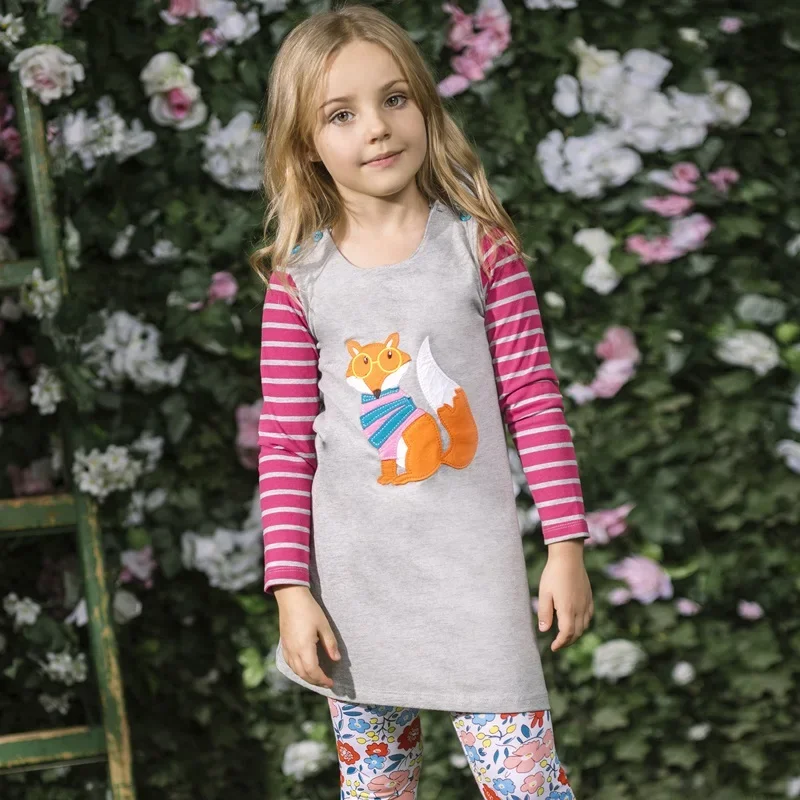 تنورة قطنية بأكمام طويلة للأطفال ، فستان مطرز للبنات ، فساتين كرتونية للأطفال ، كاجوال تنورة قطنية بأكمام طويلة للأطفال ، فستان مطرز للبنات ، فساتين كرتونية للأطفال ، كاجوال