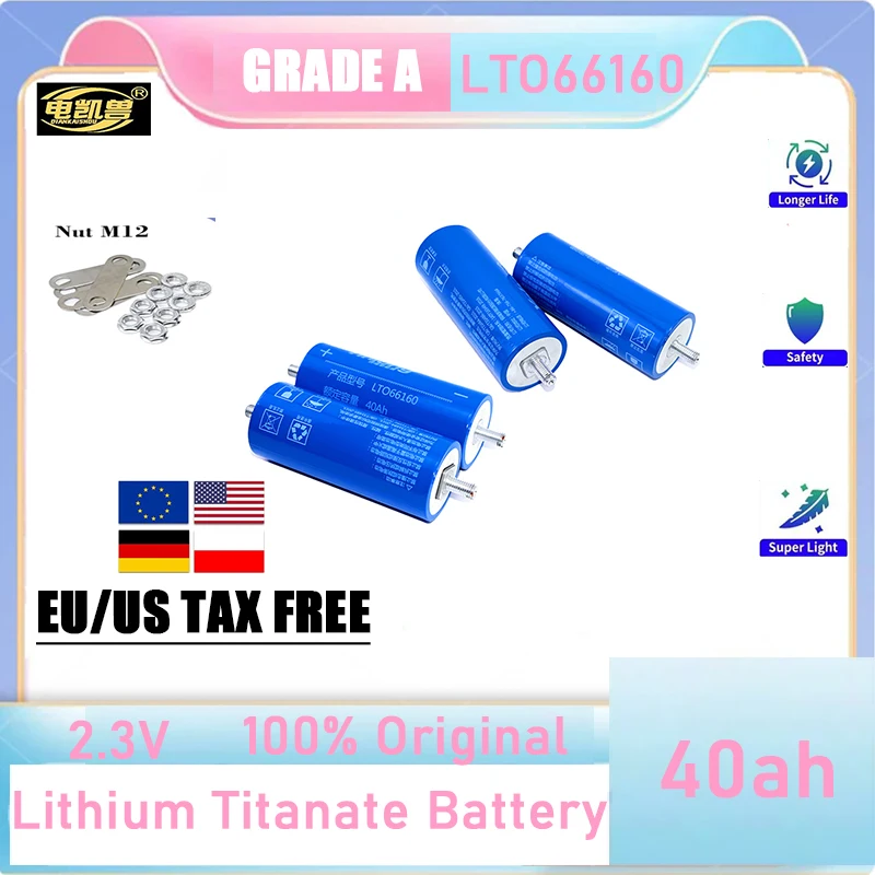 6-24pcs Original Yinlong 2.3V 40Ah Lithium Titanate 66160 LTO Battery 10C 400A DIY Electric Boat Solar Speaker Car Power battery
6-24pcs Original Yinlong 2.3V 40Ah Lithium Titanate 66160 LTO Battery 10C 400A DIY Electric Boat Solar Speaker Car Power battery