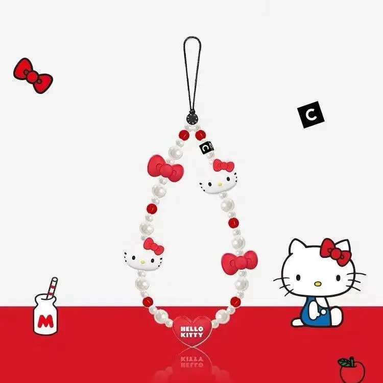 

Cute Cartoon 3D Stereoscopic Silicone Font Cat Beads Phone Chain Phone Case Lanyard Bag Pendant Cute Girl Heart Accessories Gift