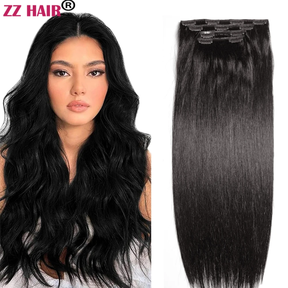

ZZHAIR Clips-in 100% Human Remy Hair Extensions 16"-28" 4pcs Set 180g Clips In Four Pieces 1x20 1x15 2x10 Natural Straight