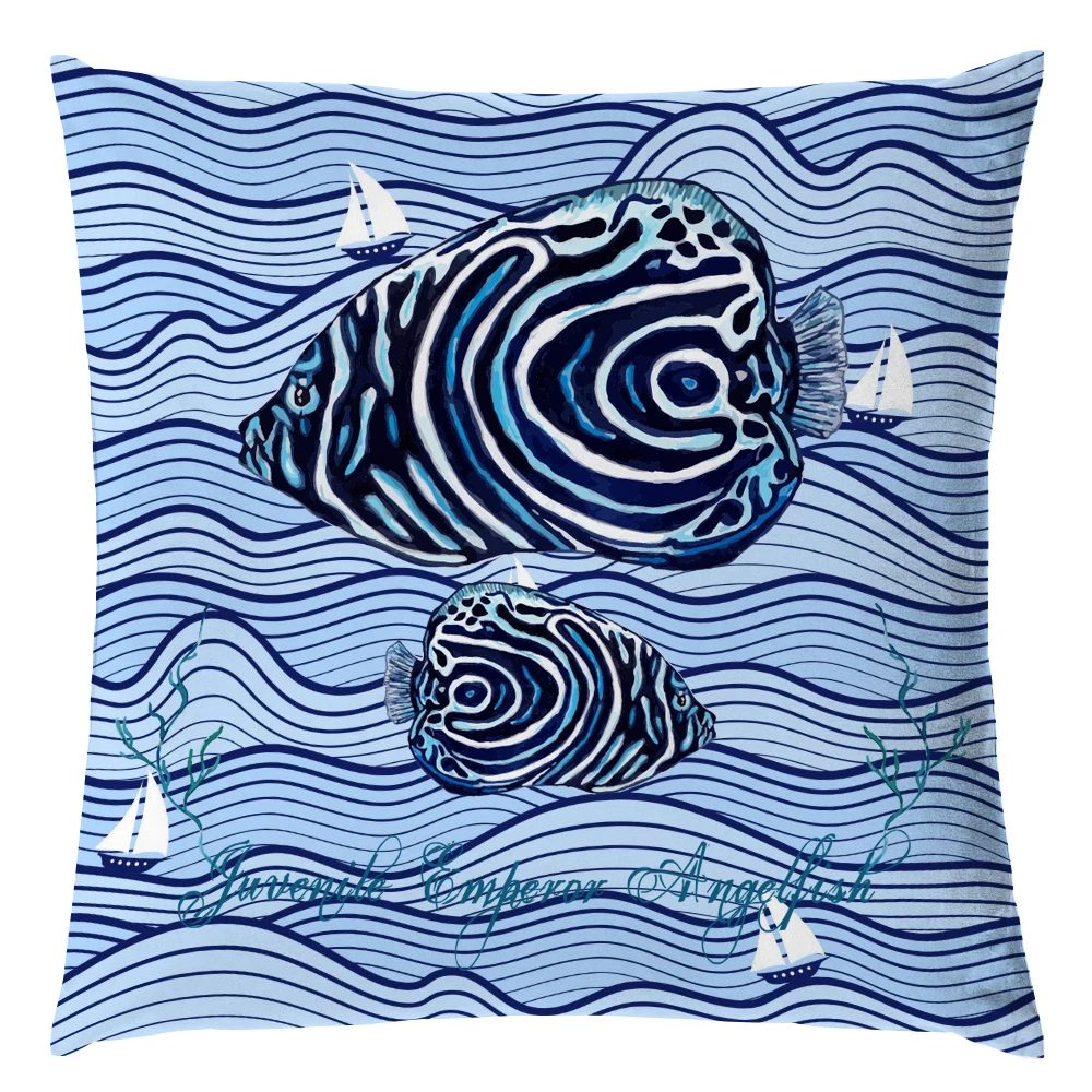 

Watercolor Ocean Theme Pillowcase Sea Star Octopus Mermaid Crab Cushion Cover Home Sofa Chair Decorative Pillowcase Octopus Prin