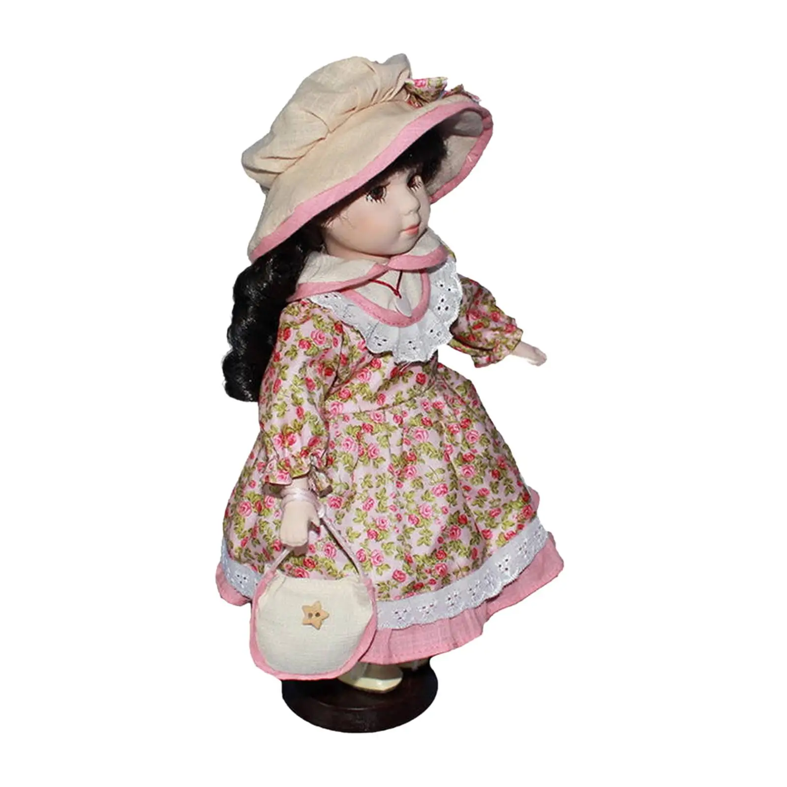 

Ceramic Doll People Model with Hat Elegant 11.81'' Miniature Porcelain People Standing Girl Doll for Ornament Gift Birthday Kids