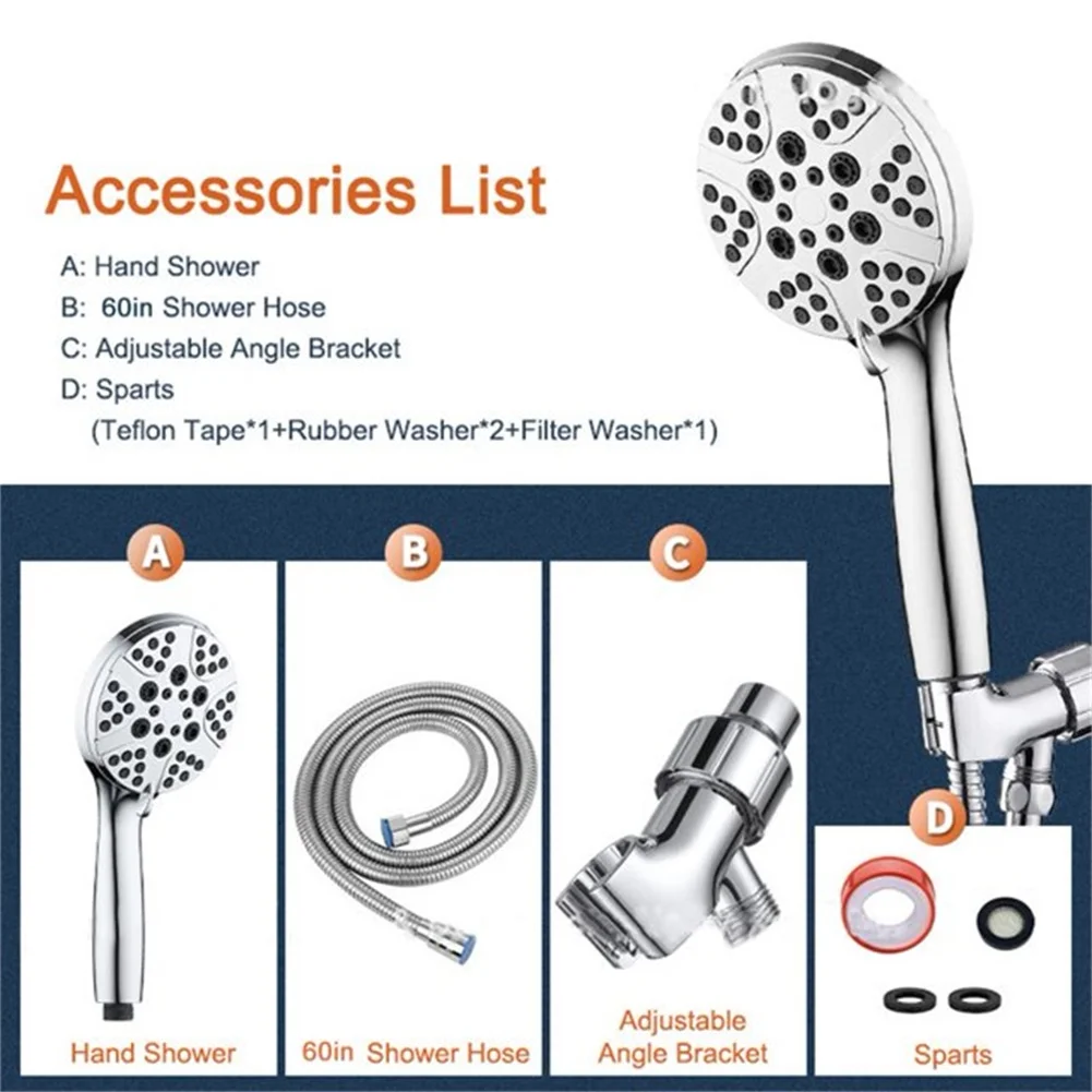 Durable Shower Head Home Improvement 4.7 Inches 8 Mode Adjustable High Pressure Nozzles Prevent Rubber Washers
Durable Shower Head Home Improvement 4.7 Inches 8 Mode Adjustable High Pressure Nozzles Prevent Rubber Washers