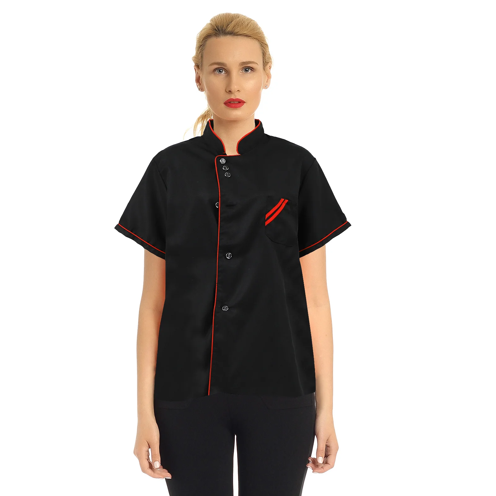 

Unisex Short Sleeve Basical Chef Catering Shirt for Bakery Food Service Restaurant Size XXXL (Black)