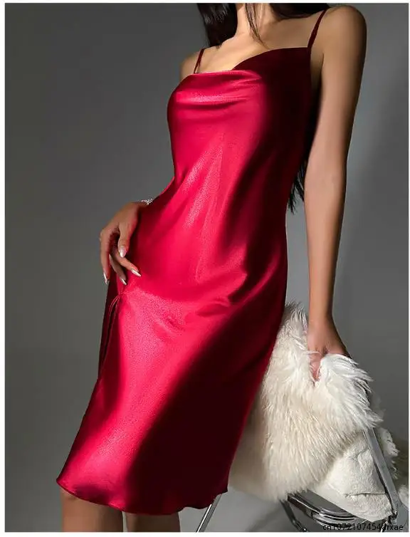 Women's Sexy Satin Dress Spaghetti Strap Slip Nightwear Side Slit Cocktail Party Dress Silky Solid Asymmetric Mini Dresses
Women's Sexy Satin Dress Spaghetti Strap Slip Nightwear Side Slit Cocktail Party Dress Silky Solid Asymmetric Mini Dresses