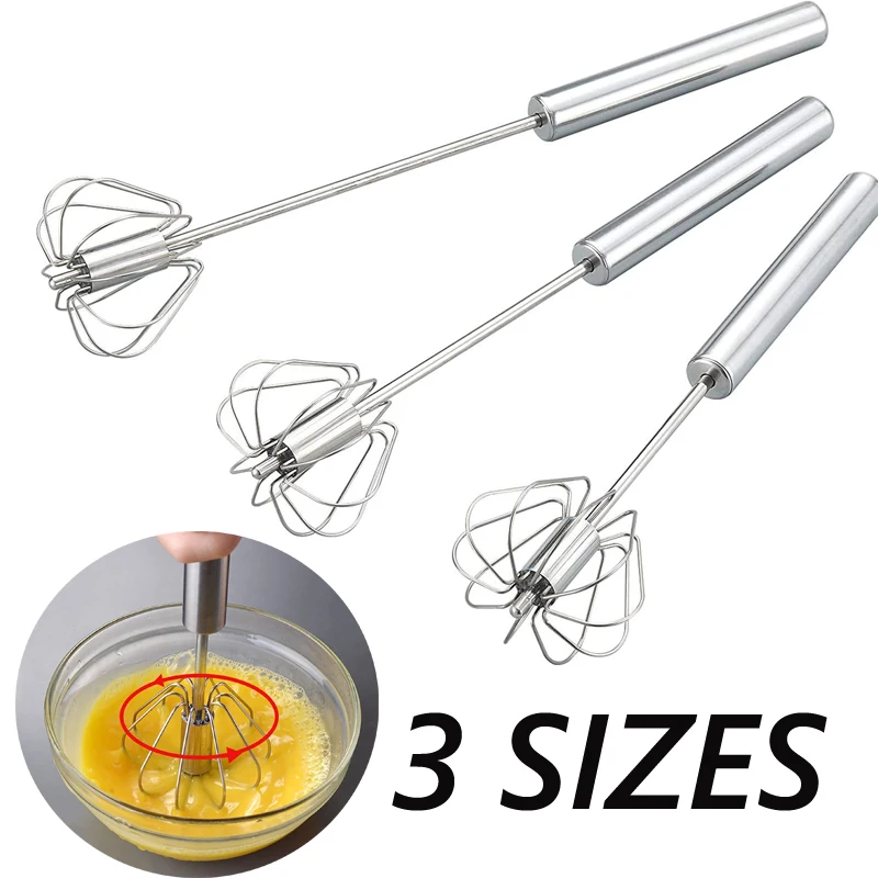 Semi-automatic Hand Pressure Egg Beater 3 Sizes Portable Stainless Steel Whisk Self Turning Cream Utensils Kitchen Manual Mixer
Semi-automatic Hand Pressure Egg Beater 3 Sizes Portable Stainless Steel Whisk Self Turning Cream Utensils Kitchen Manual Mixer