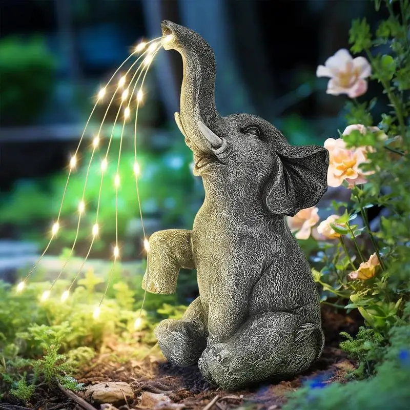 

Solar Elephant Yard Statue Elephant Garden Decor for Outdoor Spaces for Mom's Birthday Lawn Ornaments and Statues Solar Lamp