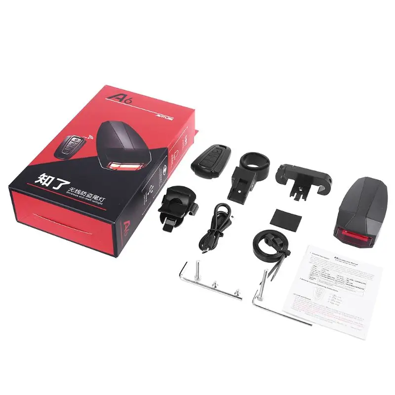 

Rear Light + Anti-theft Alarm USB Charge Wireless Remote Control LED Tail Bike Finder Lantern Horn Siren Warning