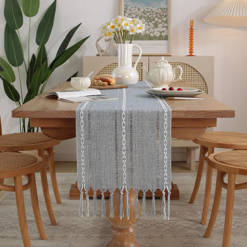 Light Luxury Table Runner Linen Cotton Hollow Striped Handmade Bohemian Style Table Flag With Tassels Dining Wedding Home Decor
Light Luxury Table Runner Linen Cotton Hollow Striped Handmade Bohemian Style Table Flag With Tassels Dining Wedding Home Decor