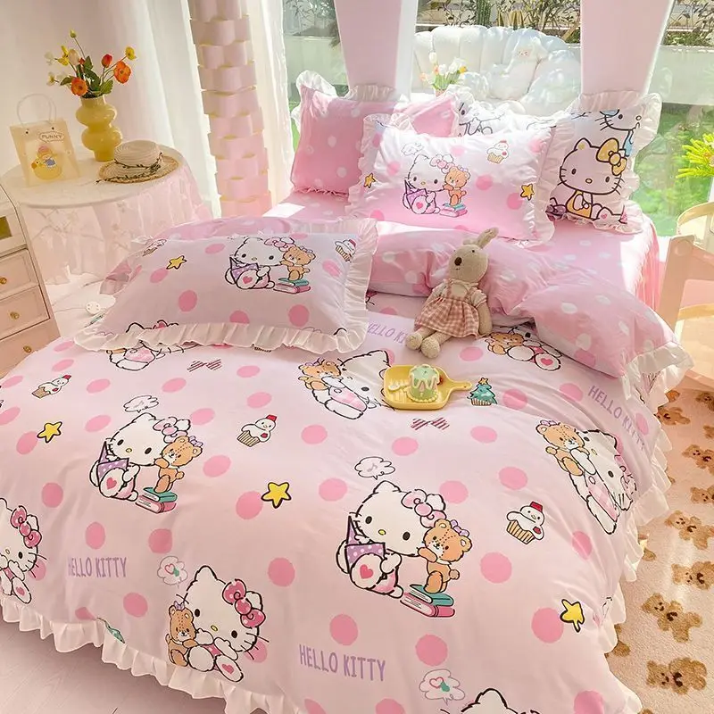 Hello Kitty Cotton Four-Piece Bed Anime Cartoon Sanrio Bedding Sheets Quilt Cover Pillowslip Student Three-Piece Set
Hello Kitty Cotton Four-Piece Bed Anime Cartoon Sanrio Bedding Sheets Quilt Cover Pillowslip Student Three-Piece Set