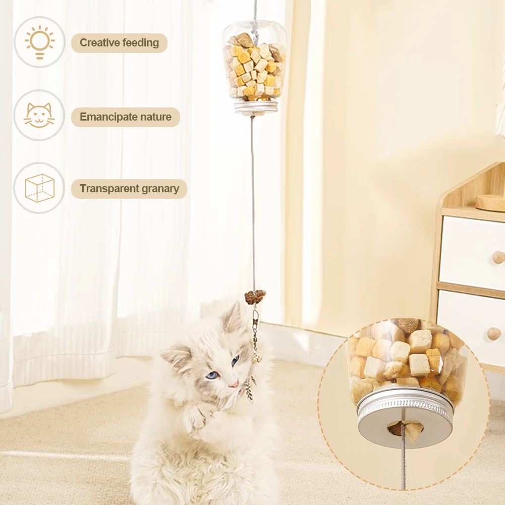 

Cat Toy Interactive Cats Leak Food Feather Toys with Bell Hanging Door Scratch Rope Pets Food Feeder Dispenser Kitten Teaser Toy