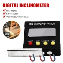 4 x 90° Mini Digital Protractor Magnetic Inclinometer Level Angle Finder with LCD Display Calibration Measuring Tool
4 x 90° Mini Digital Protractor Magnetic Inclinometer Level Angle Finder with LCD Display Calibration Measuring Tool