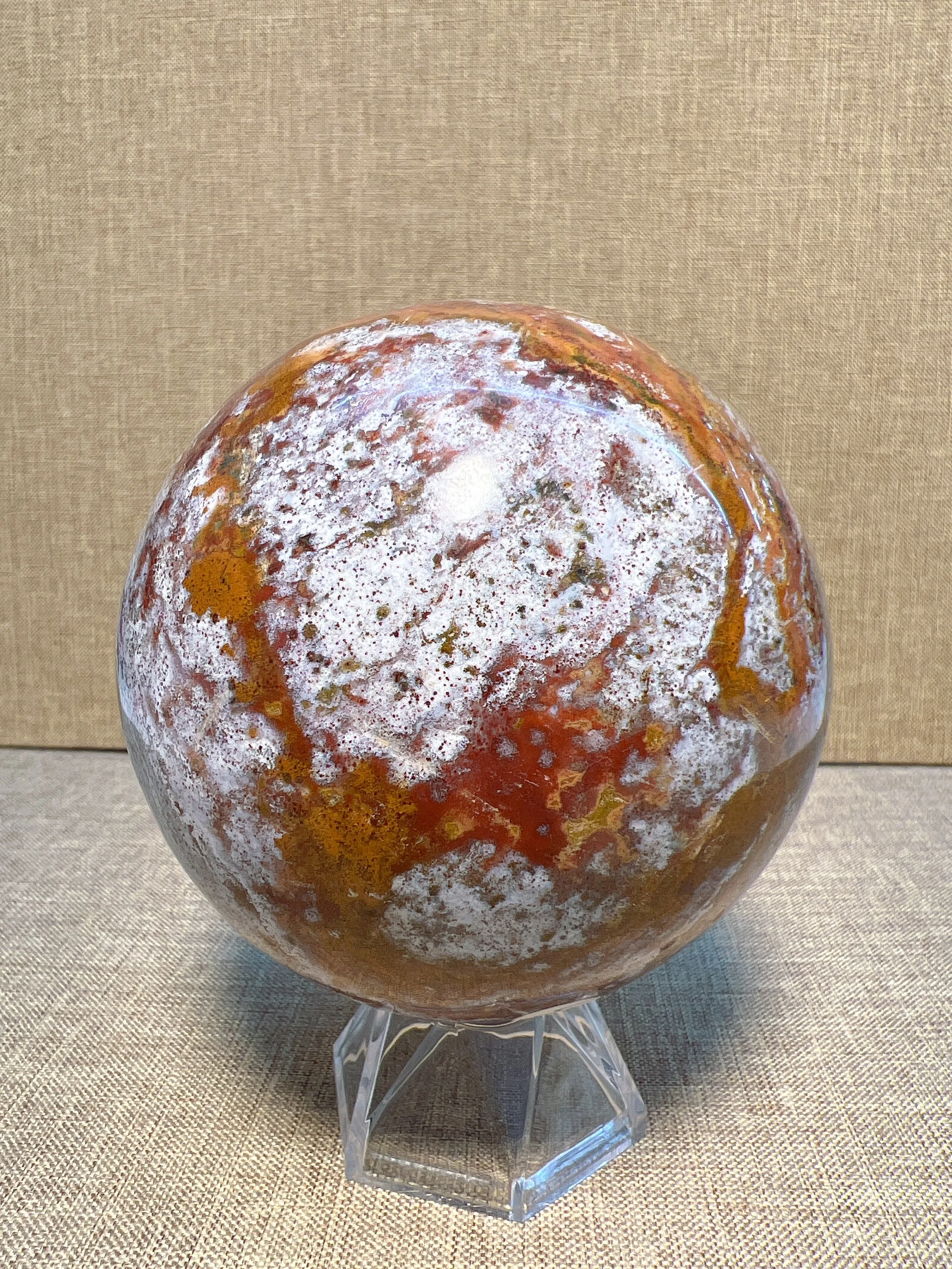 

Natural Ocean Jasper Sphere Free Form, Carving Reiki Healing Stone Home Decoration Exquisite Gift