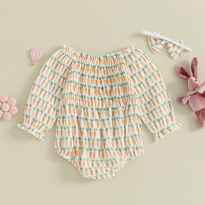 

Baby Girl Outfit Cute Floral Romper Long Sleeve Ruched Bodysuit Comfy Outfits Baby Girl Clothes